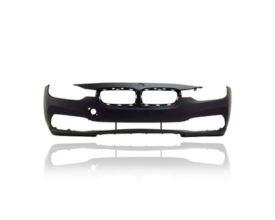 Bumper Cover - Compatible/Replacement for '16-19 BMW 3-Series Base Modern - Front, Primed With Silver Trim Hole, Without Washer Hole, 51117445105