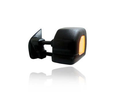 Door Mirror - Compatible/Replacement for '16-23 Nissan Titan/XD SV - Powered, Heated With Signal Lamp, Without Blind Spot, Extendable Black - Left Hand - Driver - 963029FT0E