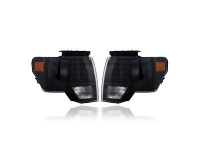 Headlight - Compatible/Replacement for '09-14 Ford F-150 - HID, Black Trim, Projector - Pair, Left Driver + Right Passenger Set - DL3Z13008DB, DL3Z13008FB Headlight - Compatible/Replacement for '09-14 Ford F-150 - HID, Black Trim, Projector - Pair, Left Driver + Right Passenger Set - DL3Z13008DB, DL3Z13008FB