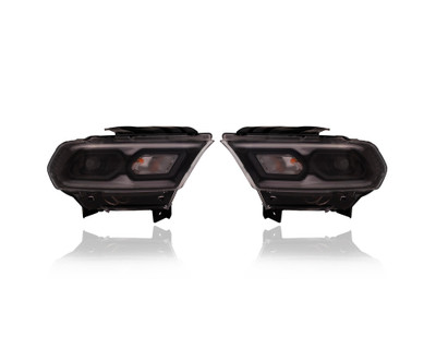 Headlight Assembly - Compatible/Replacement for '21-22 Dodge Durango - LED, Standard Type Black - Pair, Left Driver + Right Passenger Set - 68433778AF, 68433779AF Headlight Assembly - Compatible/Replacement for '21-22 Dodge Durango - LED, Standard Type Black - Pair, Left Driver + Right Passenger Set - 68433778AF, 68433779AF