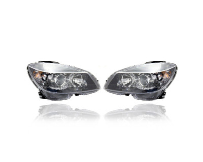 Headlight Assembly - Compatible/Replacement for '08-11 Mercedes-Benz C230/250/300/350/63 - Halogen, Black Interior Bezel - Pair, Left Driver + Right Passenger Set - 2048202239, 2048202139 Headlight Assembly - Compatible/Replacement for '08-11 Mercedes-Benz C230/250/300/350/63 - Halogen, Black Interior Bezel - Pair, Left Driver + Right Passenger Set - 2048202239, 2048202139