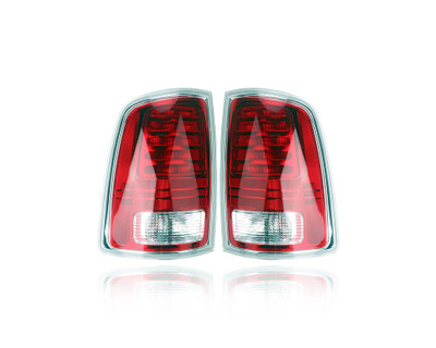 Tail Light Assembly - Compatible/Replacement for '13-22 RAM Pickup 1500/Classic, 13-18 2500/3500 - LED, Chrome Outer Trim - Pair, Left Driver + Right Passenger Set - 68093078AC, 68093079AC CAPA Tail Light Assembly - Compatible/Replacement for '13-22 RAM Pickup 1500/Classic, 13-18 2500/3500 - LED, Chrome Outer Trim - Pair, Left Driver + Right Passenger Set - 68093078AC, 68093079AC CAPA