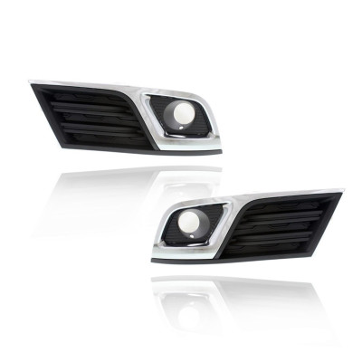 Fog Light Cover For 13-17 Chevrolet Traverse-LT - Matte-Black, With Chrome Moulding - Pair, Left Driver + Right Passenger Set - 20988620, 20988619 Fog Light Cover For 13-17 Chevrolet Traverse-LT - Matte-Black, With Chrome Moulding - Pair, Left Driver + Right Passenger Set - 20988620, 20988619