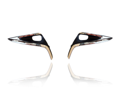 Fog Light Cover For 16-18 Lexus ES300h, 16-18 ES350 Japan-Build - Matte-Black, With Chrome Moulding With Chrome Mldg - Pair, Left Driver + Right Passenger Set - 8148106070, 8148206070