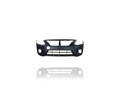 Bumper Cover - Compatible/Replacement for '15-18 Nissan Versa Sedan SV/SE/SL - Front, Primed With Lower Chrome Molding Hole - FBM229KM1J