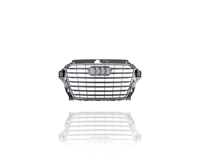 Grille - Compatible/Replacement for '15-16 Audi A3 - Main Chrome Frame Gray Insert - 8V5853651B1QP