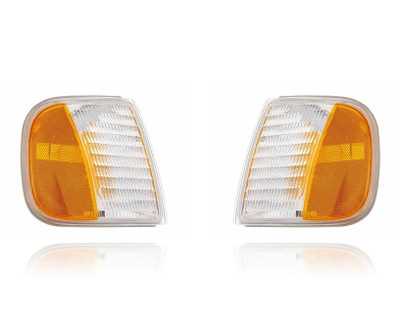 Turn Signal - Parking Light For F75Z13200AC, F75Z13201AC 97-03 Ford Pickup, 97-02 Expedition - Pair, Left Driver + Right Passenger Set