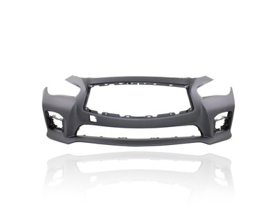 Bumper Cover - Compatible/Replacement for '14-17 Infiniti Q50/Hybrid Sport/Red 400 - Front Primed Without Sensor Hole, 620224HD0H, CAPA