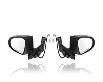 Door Mirror For 8791052E10; 8794052D90 12-19 Toyota Prius C - Power, Without Heat, With Side Lamp, Black, Pair, Left Hand Driver + Right Hand Passenger Set, Paint-to-Match (Unpainted)