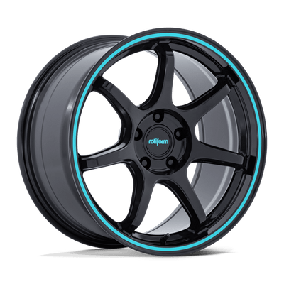 RC208 BPU - 18in, Flow Formed Aluminum, Gloss Black W/ Teal Stripe, 18X9.5, 5X100, 38mm, 194933385898, 194933385898