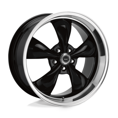 Torq Thrust M - 18in, Cast Aluminum, Gloss Black W/ Machined Lip, 18X9, 5X4.5, 24mm, 843962063085, SAEJ2530, 843962063085