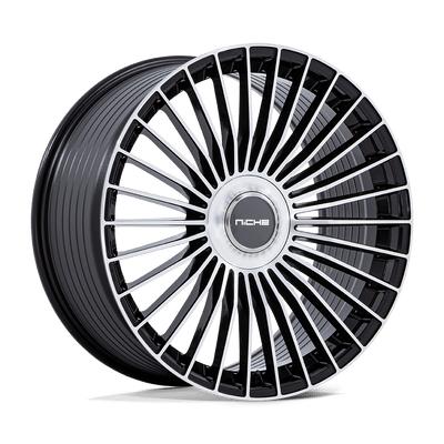 Serene - 22in, Flow Formed Aluminum, Gloss Black W/ Machined Face, 22X10, 5X130, 20mm, 194933373284, SAE J2530 JWL VIA, 194933373284
