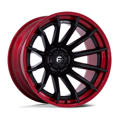 Burn - 22in, Fusion Forged, Matte Black W/ Candy Red Lip, 22X12, 5X5.0, -44mm, 194933324781, SAE J2530 JWL VIA, 194933324781