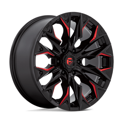 Flame - 20in, Cast Aluminum, Gloss Black Mill W/ Candy Red, 20X9, 6X5.5, 20mm, 194933196531,, 194933196531