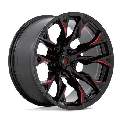 Flame - 20in, Cast Aluminum, Gloss Black Mill W/ Candy Red, 20X10, 5X5.0, -18mm, 194933188970,, 194933188970