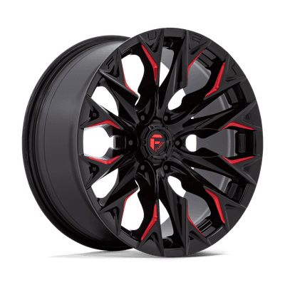 Flame - 20in, Cast Aluminum, Gloss Black Mill W/ Candy Red, 20X9, 6X5.5, 1mm, 194933290536,, 194933290536