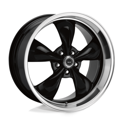 Torq Thrust M - 18in, Cast Aluminum, Gloss Black W/ Machined Lip, 18X8, 5X4.75, 0mm, 885463022192, SAEJ2530, 885463022192
