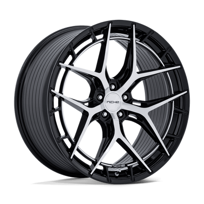 Riviera - 22in, Flow Formed Aluminum, Gloss Black W/ Machined Face, 22X9, 5X4.5, 38mm, 194933429271, SAEJ2530, 194933429271