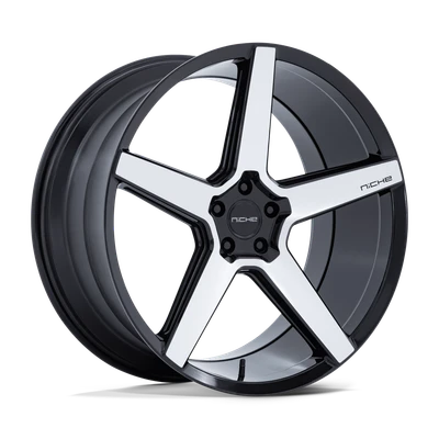 Modena - 22in, Cast Aluminum, Gloss Black W/ Machined Face, 22X9, 5X120, 27mm, 194933400386, SAE J2530 JWL VIA, 194933400386