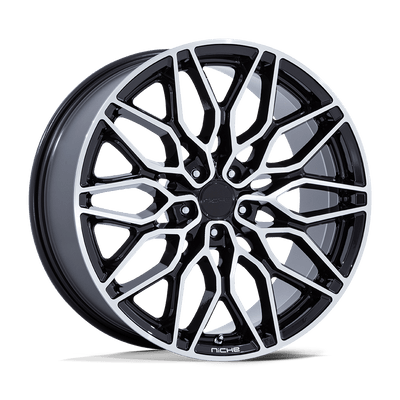 Calabria 5 - 20in, Cast Aluminum, Gloss Black Machined, 20X9, 5X120, 27mm, 194933347223, SAE J2530 JWL VIA, 194933347223