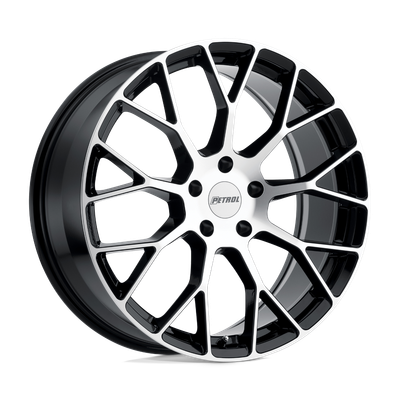 P2B - 17in, Cast Aluminum, Gloss Black W/ Mach Cut Face, 17X8, 5X4.5, 40mm, 195338031519, 195338031519