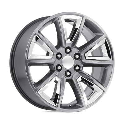 PR168 - 22in, Cast Aluminum, Hyper Silver W/ Chr Accents, 22X9, 6X5.5, 24mm, 757558566686, 757558566686