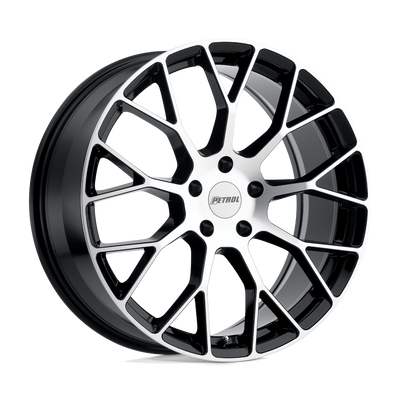 P2B - 18in, Cast Aluminum, Gloss Black W/ Mach Cut Face, 18X8, 5X112, 32mm, 195338032448, 195338032448