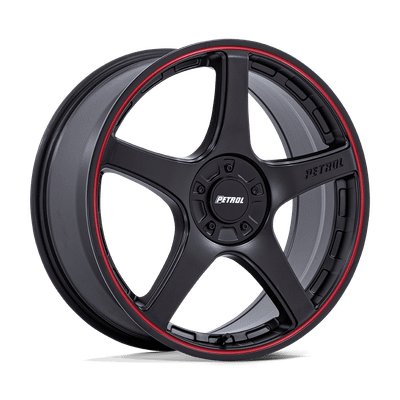 P2E - 20in, Cast Aluminum, Matte Black W/ Red Lip, 20X8.5, 5X4.25/4.5, 40mm, 194933369720, SAE J2530 JWL VIA, 194933369720