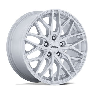 P3E - 18in, Cast Aluminum, Machined Brushed Gloss Silver, 18X8, 5X120, 40mm, 194933392933, SAE J2530 JWL VIA, 194933392933