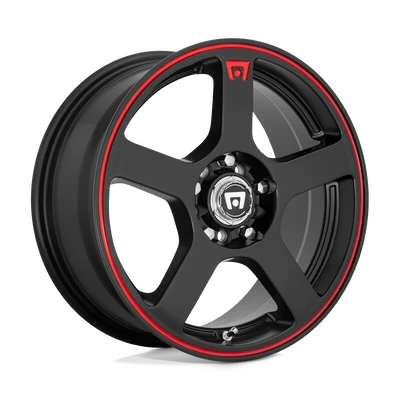 FS5 - 15in, Cast Aluminum, Matte Black W/ Red Stripe, 15X6.5, 4X100/4.5, 40mm, 843962049263, SAE J2530, 843962049263