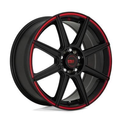 CS8 - 17in, Cast Aluminum, Satin Black W/ Red Stripe, 17X7, 4X100/4.25, 40mm, 885463803265, SAEJ2530 JWL VIA, 885463803265