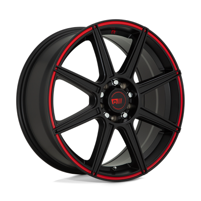 CS8 - 17in, Cast Aluminum, Satin Black W/ Red Stripe, 17X7, 5X110/115, 40mm, 885463803227, SAEJ2530 JWL VIA, 885463803227