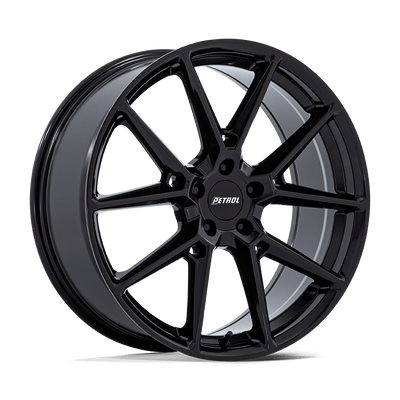 P1E - 17in, Cast Aluminum, Gloss Black, 17X8, 5X115, 40mm, 194933369683, SAE J2530 JWL VIA, 194933369683