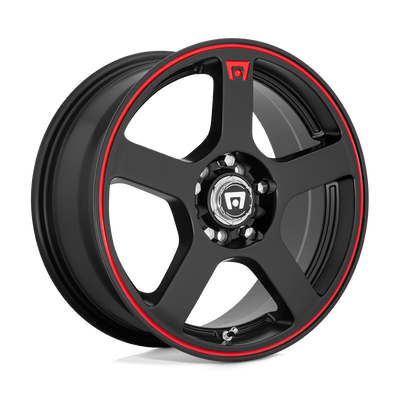 FS5 - 18in, Cast Aluminum, Matte Black W/ Red Stripe, 18X8, 5X4.5/120, 35mm, 843962049386, SAE J2530, 843962049386
