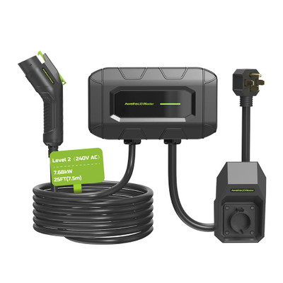 EVMaster Level 2 EV Charger, 32A 240V AC EVSE Wallbox with 25 ft Cable, SAE J1772 Connector, Portable Charging Station for Indoor and Outdoor Use