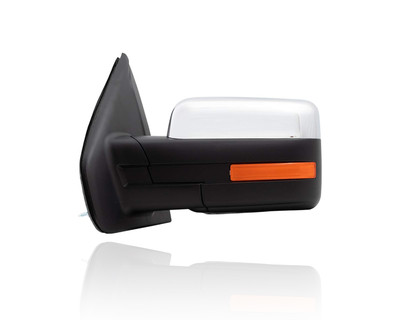 Door Mirror Compatible/Replacement for '09-10 Ford F-150 - Power With Signal/Memory, Without Puddle, Non-Extendable Manual-Folding Chrome, Left Hand - Driver, 9L3Z17683GA