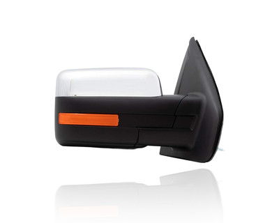 Door Mirror Compatible/Replacement for '09-10 Ford F-150 - Power With Signal/Memory, Without Puddle, Non-Extendable Manual-Folding Chrome, Right Hand - Passenger, 9L3Z17682GA