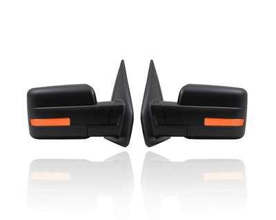 Door Mirror Replacement for 09-10 Ford F-150 - Power With Signal/Memory Without Puddle Non-Extendable Manual-Folding Unpainted Pair Left Driver + Right Passenger Set 9L3Z17682DBPTM 9L3Z17683DBPTM