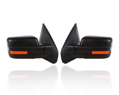 Door Mirror Replacement for 09-10 Ford F150 - Power With Signal, Without Puddle/Memory, Non-Extendable, Manual-Folding Textured, Pair, Left Driver + Right Passenger Set, 9L3Z17682CB, 9L3Z17683CB