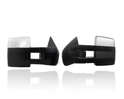 Door Mirror Compatible/Replacement for '09-12 Ford F-150 - Power With Signal/Puddle/Memory - Extendable Chrome, Pair, Left Driver + Right Passenger Set, 9L3Z17682EC, 9L3Z17683EC