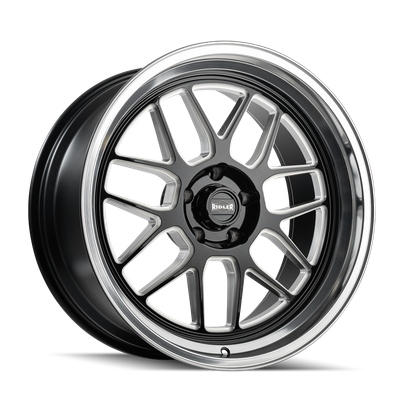 611 - 17in, Gloss Black Milled With Diamond Cut Lip, 17X7, 5x114.3, 0mm, 729419188429, 729419188429