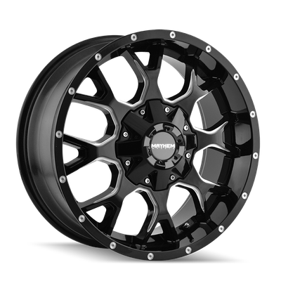 Warrior - 17in, Gloss Black Milled, 17X9, 8x165.1, -12mm, 729419187118, 729419187118