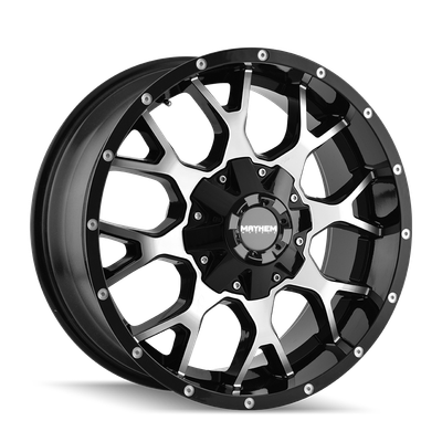 Warrior - 18in, Gloss Black Machined, 18X9, 8x165.1, -12mm, 729419190392, 729419190392