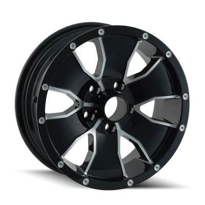 14 - 15in, Gloss Black Machined, 15X6, 6x139.7, 0mm, 729419096137, 729419096137