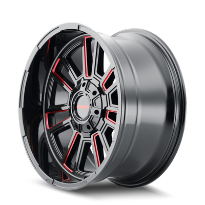 Apollo - 20in, Gloss Black Milled Prism Red, 20X9, 8x170, 18mm, 729419166809, 729419166809