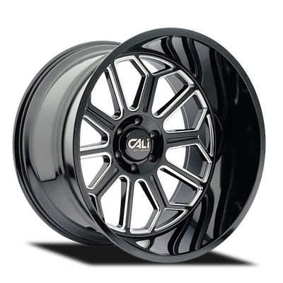 Auburn - 24in, Gloss Black/Milled Spokes, 24X14, 6x139.7, -76mm, 729419176549, 729419176549