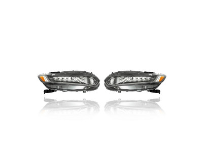 Headlight Assembly - Compatible/Replacement for '18-20 Honda Accord Sedan (Exclude Touring trim) - LED Low Beam, With Halogen High Beam - Left Driver + Right Passenger Set 33100TVAA01, 33150TVAA01