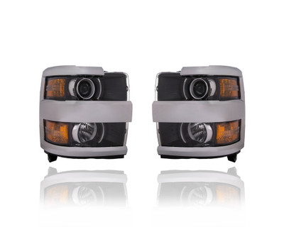 Headlight Assembly - Compatible/Replacement for '15-15 Chevrolet Silverado 2500/3500 Type-1, 16-19 Silverado 2500/3500 HD - With Chrome Trim - Left + Right Set - 84096573, 84388592 Headlight Assembly - Compatible/Replacement for '15-15 Chevrolet Silverado 2500/3500 Type-1, 16-19 Silverado 2500/3500 HD - With Chrome Trim - Left + Right Set - 84096573, 84388592