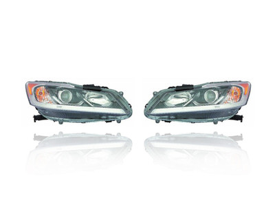 Headlight Assembly - Compatible/Replacement for '16-17 Honda Accord Sedan EX/EXL/Sport/SE - Halogen-Type With LED Daytime Running Light - Left Driver Right Passenger Set 33100T2AA81, 33150T2AA81 Headlight Assembly - Compatible/Replacement for '16-17 Honda Accord Sedan EX/EXL/Sport/SE - Halogen-Type With LED Daytime Running Light - Left Driver Right Passenger Set 33100T2AA81, 33150T2AA81