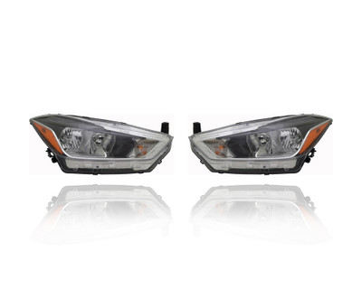Headlight Assembly - Compatible/Replacement for '18-21 Nissan Kicks S/SV - Halogen-Type - Pair, Left Driver + Right Passenger Set - 260105RL0A, 260605RL0A